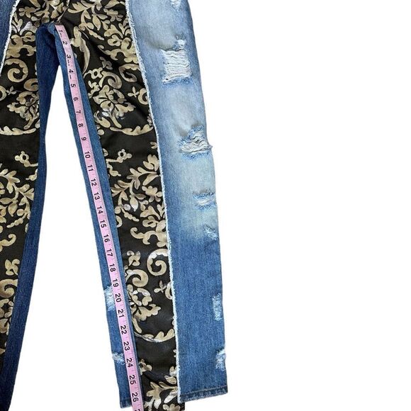 Dolce & Gabbana ~multi-distressed-brocade-relaxed-crop-jeans~missing brand patch - Picture 16 of 16
